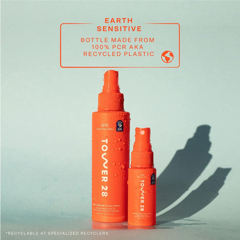 Tower 28 SOS Daily Rescue Facial Spray for Sensitive Skin, Hypochlorous Acid Spray Helps Reduce Redness and Breakouts, Soothing pH Balancing Toner...