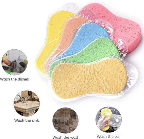 Individually Wrapped Sponges,12 Pack Car Cleaning Large Sponges, All Purpose Sponges for Cleaning, Easy Grip Thick Foam Scrubber, Giant Bone Spong...