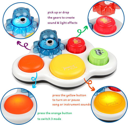 Baby Musical Light Up Toys Drum Gear - Newborn Infant Sensory Tummy Time Toys - Gifts for Boys Girls 0 3 6 9 12 18 Months 1 2 3 Year Old Birthday ...