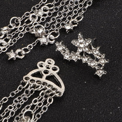 fxmimior Women Bridal Vintage Star Long Tassels Rhinestones Shiny Stud Dangle Earrings Fashion Silver Simple Earrings for Women and Girls (Silver)...