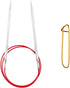 ChiaoGoo Red Lace 32 inch (81cm) Circular Knitting Needles US Size 10.5 (6.5mm) Stainless Steel 7032-10.5 with Stitch Holder...