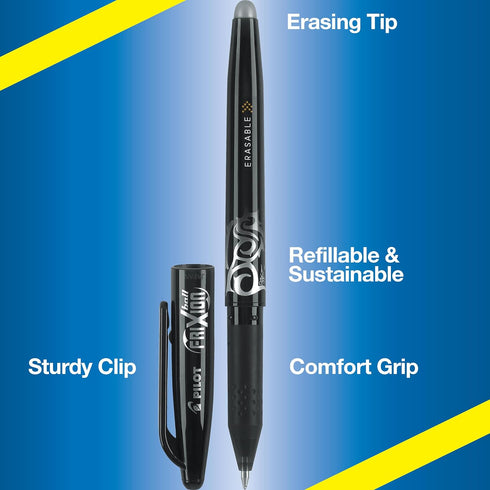 PILOT FriXion Ball Erasable & Refillable Gel Ink Stick Pens, Fine Point, Black Ink, 8-Pack...