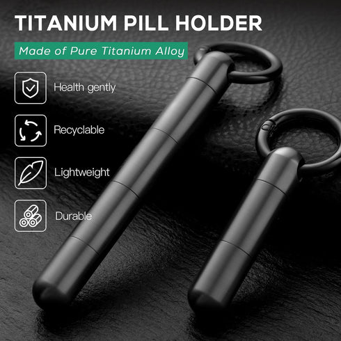 Small Keychain Pill Holder.TISUR Titanium Pill Case Waterproof Pill Fob for Travel Purse Pocket Pill Container Box,Small Pill Organizer...