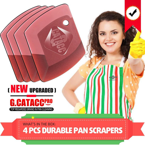 Pan Scraper, Durable Pot Scraper Dish Scraper, Flexible Kitchen Pan Scraper Tool Non Scratch for Cast Iron, Pot and Pan, Dish Cleaning- Pack of 4...