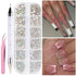 Nail Design Kit, Nail Art Brushes Set Dotting Tools, Nail Art Kit With 3D Flowers Nail Charms Crystal Gems Caviar Beads, Gold Leafs Foil Flakes, B...