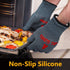 Oven Gloves Grill Gloves, 1472? Heat Proof Non-Slip Grill Oven Gloves with Fingers, Men & Women BBQ Accessories for Cooking, Barbecuing, Baking, K...