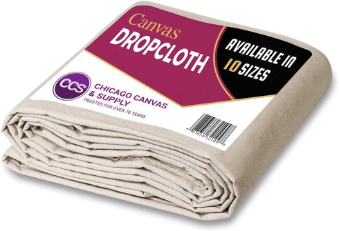 All Purpose Canvas Drop Cloth by CCS CHICAGO CANVAS & SUPPLY - Paint Tarp, Canvas Fabric, Drop Cloth Curtains, Paint Drop Cloth, Washable & Reusab...