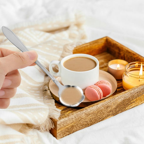 8 Pcs Flower Dessert Spoons, Coffee Teaspoon Set Stainless Steel Tableware Sugar Spoon Small Tea Spoons Cafe Bar Spoon Cute Coffee Teaspoon Mini T...
