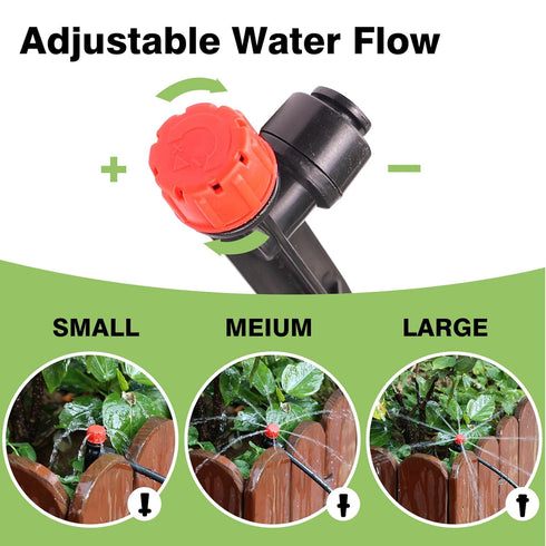 Maotong 32 Pack New Easy-Connect Drip Emitters Sprays for 1/4" Drip Irrigation Tubing (16 Pcs Quick-Connect Emitters Vortex+16 Pcs Quick-Connect E...