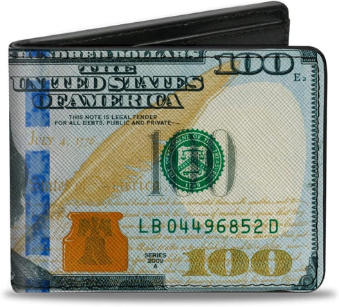 Buckle-Down Wallet, Bifold, 100 Dollar Bill Series 2009, Vegan Leather...