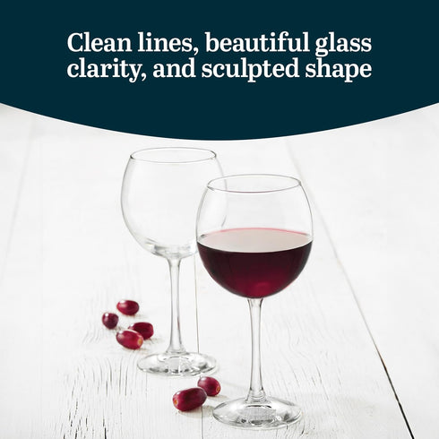 Libbey Midtown Red Wine Glass Set, 18.25 Oz Elegant Large Red Wine Glasses Set of 8, Long Stem Glass Wine Glasses for Weddings, Birthdays, and Mor...