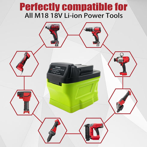 M18 Adapter for Ryobi Battery to Milwaukee 18V M18 Tools, Convert for Ryobi 18V one+ Battery to Fit for Milwaukee M18 18Volt Cordless Power Tools ...