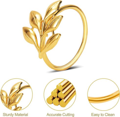 KPOSIYA Set of 20 Leaf Napkin Rings Metal Gold Napkin Holder Table Napkin Rings for Dinning Table Parties Everyday (Ye Zi-Gold 20)...