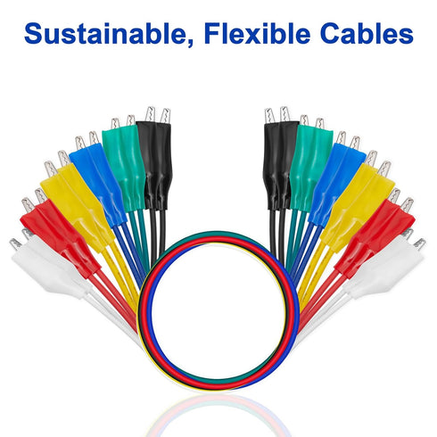 12PCS Alligator Clips Electrical, 6 Clolors Premium Test Leads Set, 22AWG Flexible Copper Wire for Test Probes, 21.5 Inches Jumping Wires are Sold...