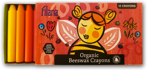 FILANA (12 Stick Crayons) Organic Beeswax Stick Crayons, Natural, Non Toxic, Safe for Children, Handmade in The US, No Paraffin or Petroleum Waxes...