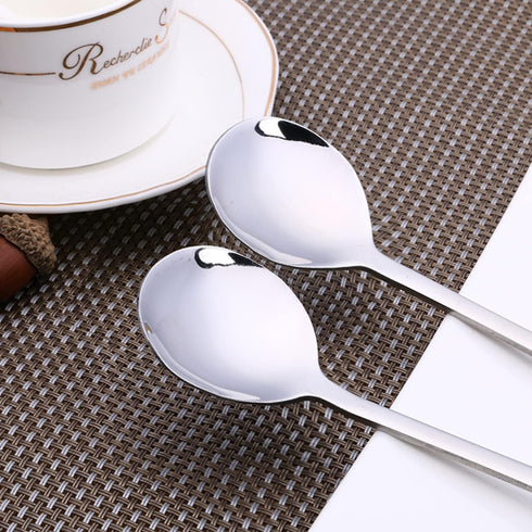 IQCWOOD Spoons, 8 Pieces Korean Spoon, 8.5 Inch Stainless Steel Table Soup Spoons with Long Handles for Home, Kitchen, or Restaurant Flatware Set...