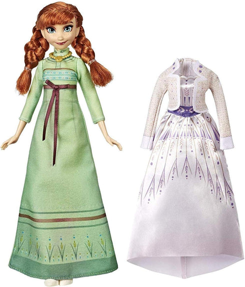 Disney Frozen Arendelle Fashions Anna Fashion Doll with 2 Outfits, Green Nightgown & White Dress Inspired by the Frozen 2 Movie - Toy For Kids 3 Y...
