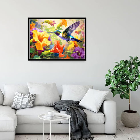 Gearock Hummingbird Diamond Painting Kits, Flowers Bird Diamond Art Kits for Adults, DIY Gem Art Crafts for Room Bedroom Living Room Bathroom Deco...