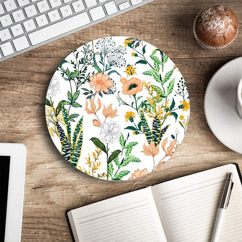 Mouse Pad, Beautiful Floral Round Mouse Pad, Waterproof Circular Small Mouse Pads with Designs, Non-Slip Rubber MousePads for Office Home Laptop T...