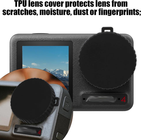 2pcs Lens Cap for Osmo Action 4 and Action 3, Black Lens Protector Flexible Lens Cover Protective Accessories Compatible with Osmo Action, Prevent...