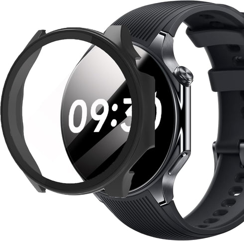 Compatible for OnePlus Watch 2 Case, Lamshaw Hard PC Case with Screen Protector Compatible for OnePlus Watch 2 Smartwatch (2 Pack-Black+Black)...