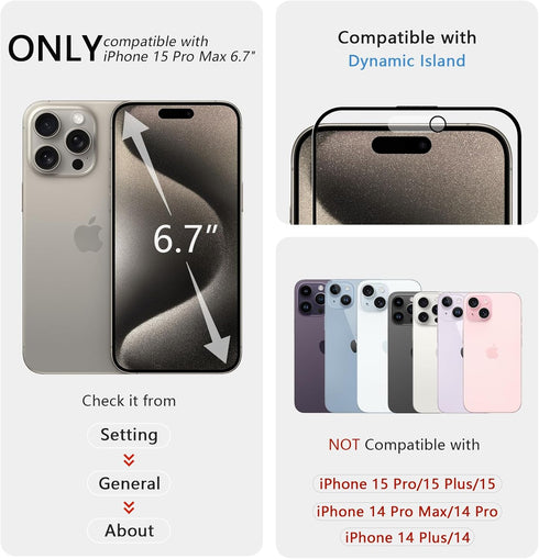 imluckies 2 Pack Matte Screen Protector for iPhone 15 Pro Max, Anti-Glare & Anti Fingerprint, Dynamic Island Compatible, Easy Install 6.7", Anti B...
