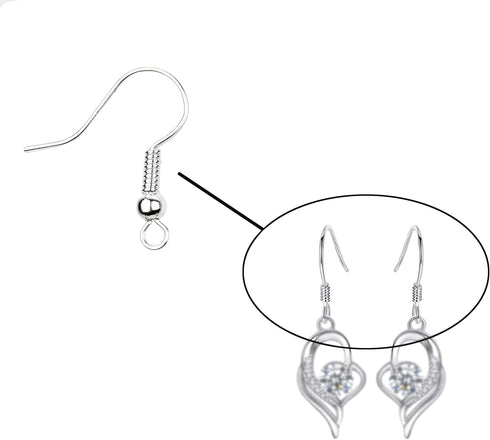 Eco-Fused 18mm Earring Hooks - 200 pcs - Coil and Ball Style Nickel-Free Ear Wires - Silver-Plated Steel- Great for DIY Earrings (18mm Earring Hoo...