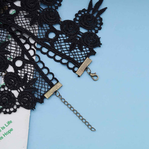 Boho Lace Choker Necklace Black Lace Tassel Necklace Choker Gothic Drape Crystal Lace Collar Necklace Vintage Black Cz Waterdrop Necklace Chain Je...