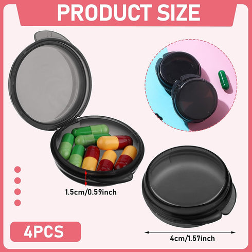 4PCS Portable Medicine Pills Case Small Pill Box Cute Medicine Case Compact Portable Pocket Purse Storage Container Earplug Bag Round Holder Bottl...