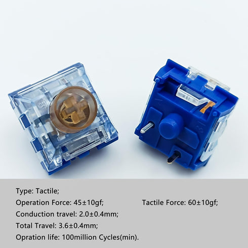Silent Keyboard Switches,Kailh Box Deep-Sea Silent Whale Switches for Mechanical Keyboard,3-Pin 45gf Tactile/Dustproof/Long life Switches?Silent W...