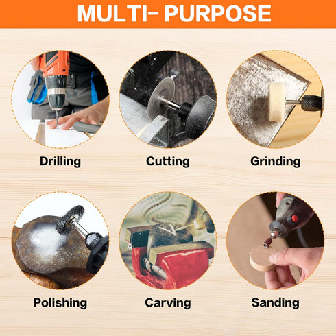 172PCS 1/8-inch Shank Power Rotary Tool Accessories Kit- Includes Carving Bits, Drill Bits, Sanding Drums and Discs, Grinding Stones, Buffing Whee...