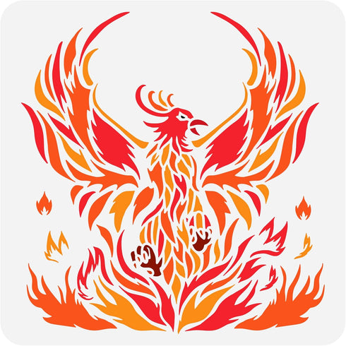 FINGERINSPIRE Phoenix Stencil 11.8x11.8inch Reusable Firebird Drawing Stencil DIY Art Phoenix Bird Decoration Template Animal Stencil for Painting...