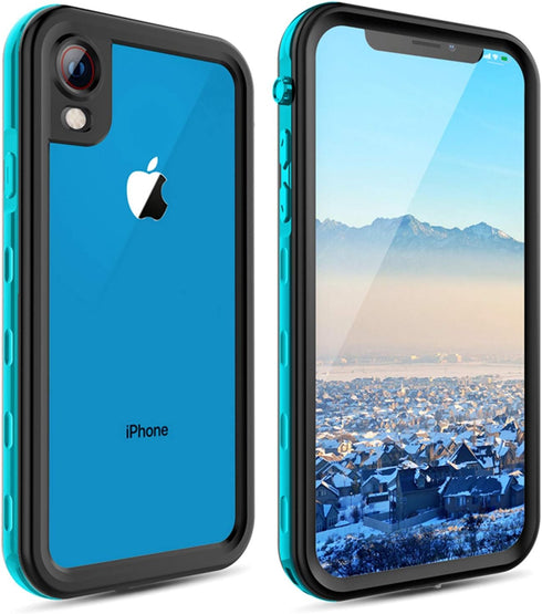 Compatible with Apple iPhone XR Case, Full-Body Protective Waterproof Case, Shockproof Snowproof Clear Cover Case for iPhone XR (6.1 Inch, Teal Cl...