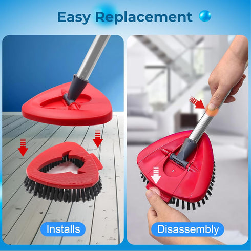 Scrub Brush Replacement Head and Base for EasyWring Spin Mop 1 Tank System, Upgraded Floor Scrubber Brush Triangle Hard Bristle Cleaning Brush for...