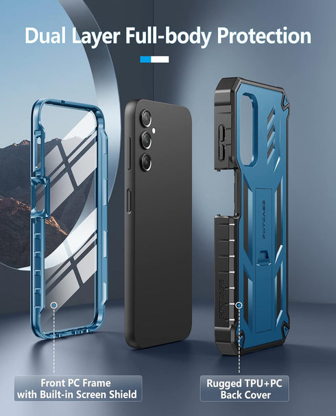 FNTCASE for Samsung Galaxy A14-5G Case: Dual-Layer Protective Textured Shockproof Rugged TPU Cover with Kickstand | Military Grade Drop Protection...