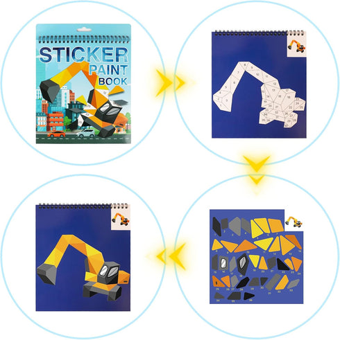 Vehicle Sticker Book for Kids Ages 4-8, Crafts for Kids Ages 4-8 Sticker Paint Books Boys and Girls Birthday Gifts Party Favor, Travel Toys Car St...