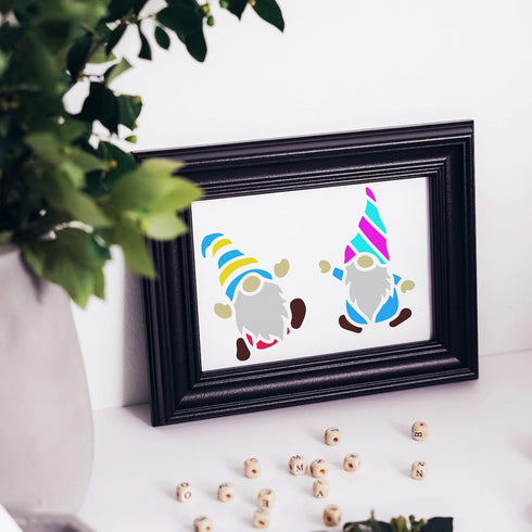 FINGERINSPIRE Gnomes Stencil 8.3x11.7inch Reusable 9 Style Gnomes Pattern Painting Template DIY Art Dwarfs Drawing Stencil for Card Making, Scrapb...