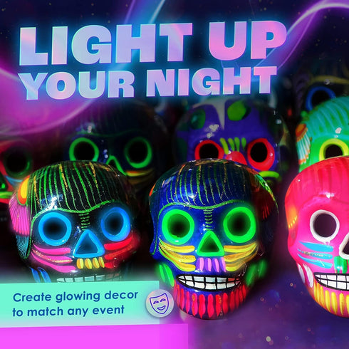 neon nights Glow in The Dark | Luminescent | Phosphorescent | Self-Luminous Paint - Set of 8...