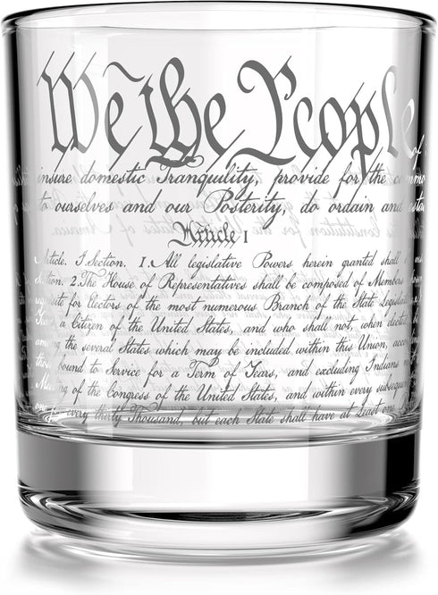 Constitution Of The United States - Old Fashioned Whiskey Rocks Glass - We The People American USA Patriotic Gift - 10 oz - Made in USA...