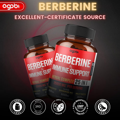 Premium Berberine Supplement with Ceylon, Ashwagandha, Turmeric, Milk Thistle, Elderberry & Black Pepper - Supports Immune System, Cardiovascular ...