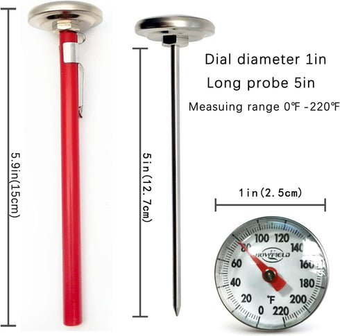 Kitchen Cooking Thermometer, 304 Stainless Steel Pocket Thermometer, Meat Food Thermometer for Milk Chocolate Field Barbecue, BBQ?5 PCS?...