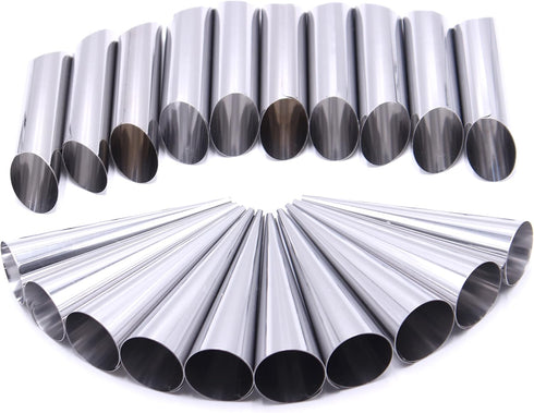 Stainless Steel Cream Horn Molds - 21 Pcs, Cannoli Form Tubes, Croissant Baking Molds with Cleaning Brush...