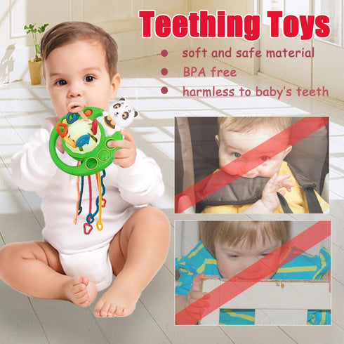 Montessori Toys for Babies 18 Months, Baby Sensory Toys for Toddler 1 2 Year Old Birthday Gifts, Soft Silicone Pull String Fidget Educational Lear...