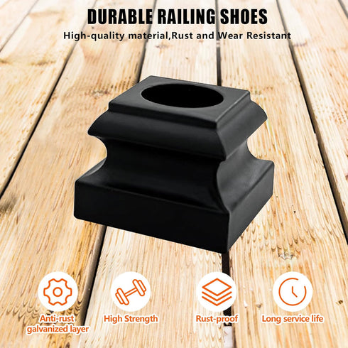 Iron Balusters Flat Shoes - Aluminum Alloy Staircases Shoes for 5/8 Inch Square Interior Balusters,Wrought Iron Spindle Shoes with Screws,Satin Bl...