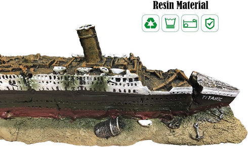 Aquarium Titanic Shipwreck Decorations - Resin Material Ship Decorations?Fish Tank Sunken Ship Ornament Aquarium Environment Friendly Decorations...