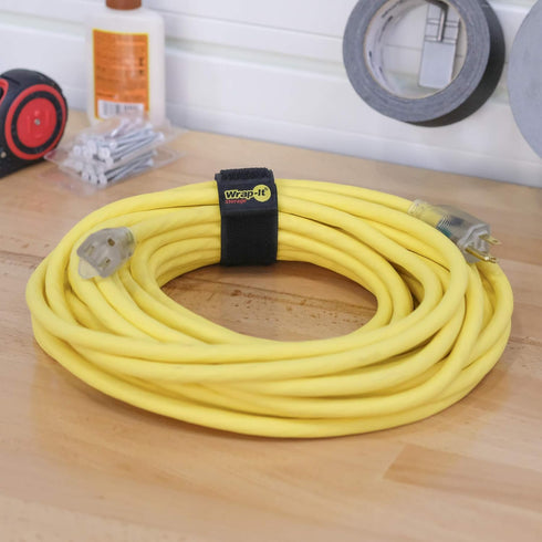 Selfie Straps by Wrap-It Storage, 12-inch (8-Pack), Black - Stretchy Hook and Loop Cord Organizer that Stays Attached to Cord for Electrical Cable...