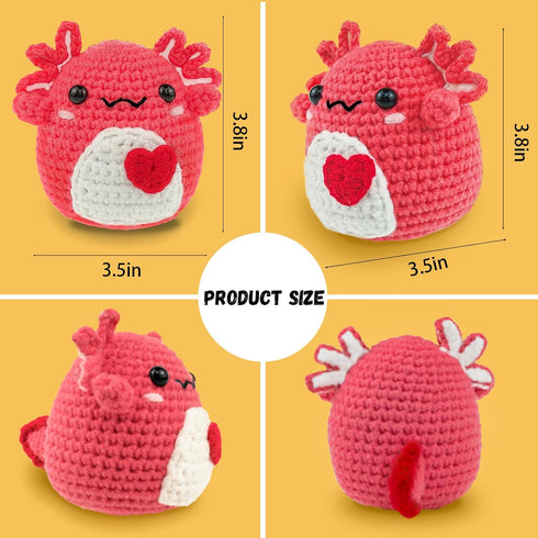 Terself Axolotl Crochet Kit for Beginners: 1PCS Crochet Animal Kits for Kids & Adults, Learn to Crocheting Starter Kit with Written Pattern & Vide...