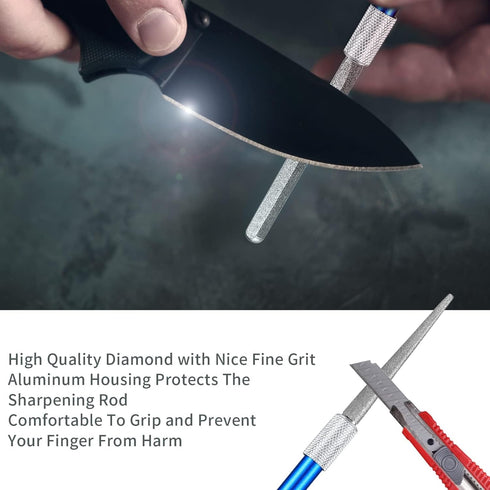 Serrated Knife Sharpener, Pocket Knife Sharpener, Knife Sharpening Steel Rod Tool with Retractable Diamond Sharpening Rod for Kitchen Outdoor Repa...