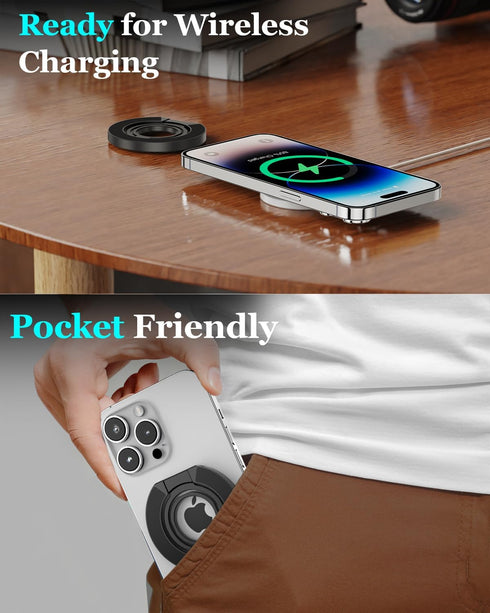 Magnetic Phone Grip for MagSafe, Double-Sided Magnetic Phone Ring Holder Adjustable Phone Finger Grip Stand Compatible with MagSafe Accessories, i...