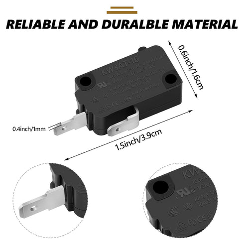 4 Pieces Microwave Oven Door Switches KW3AT-16 Switches Replacement Parts Compatible with SZM-V16-FD-63 SZM-V16-FA-63 3B73362F PS3522738, Switches...